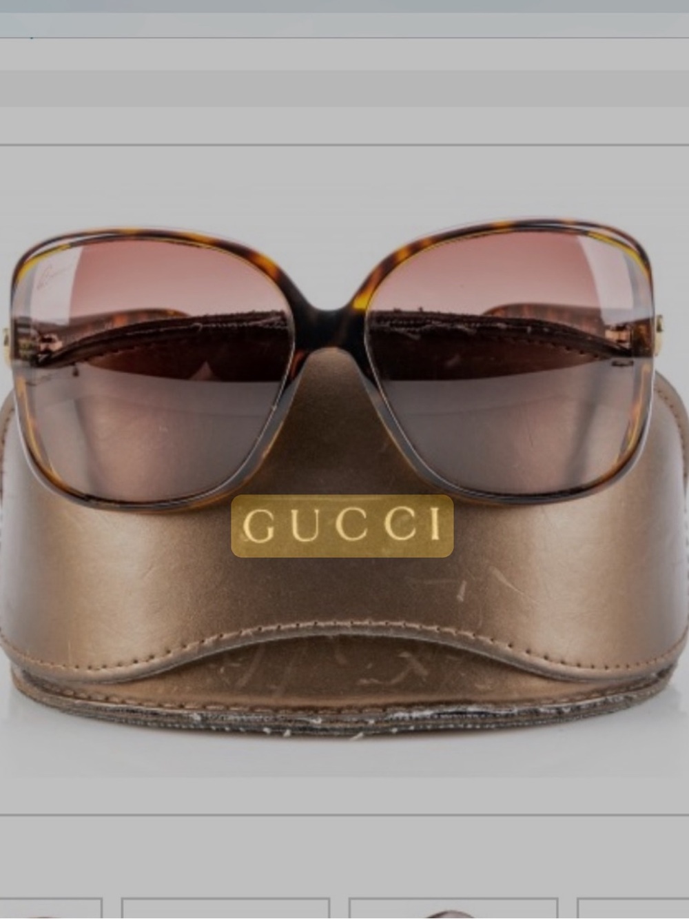Gucci Tortoiseshell Frame Sunglasses with Brown Gradient Lenses